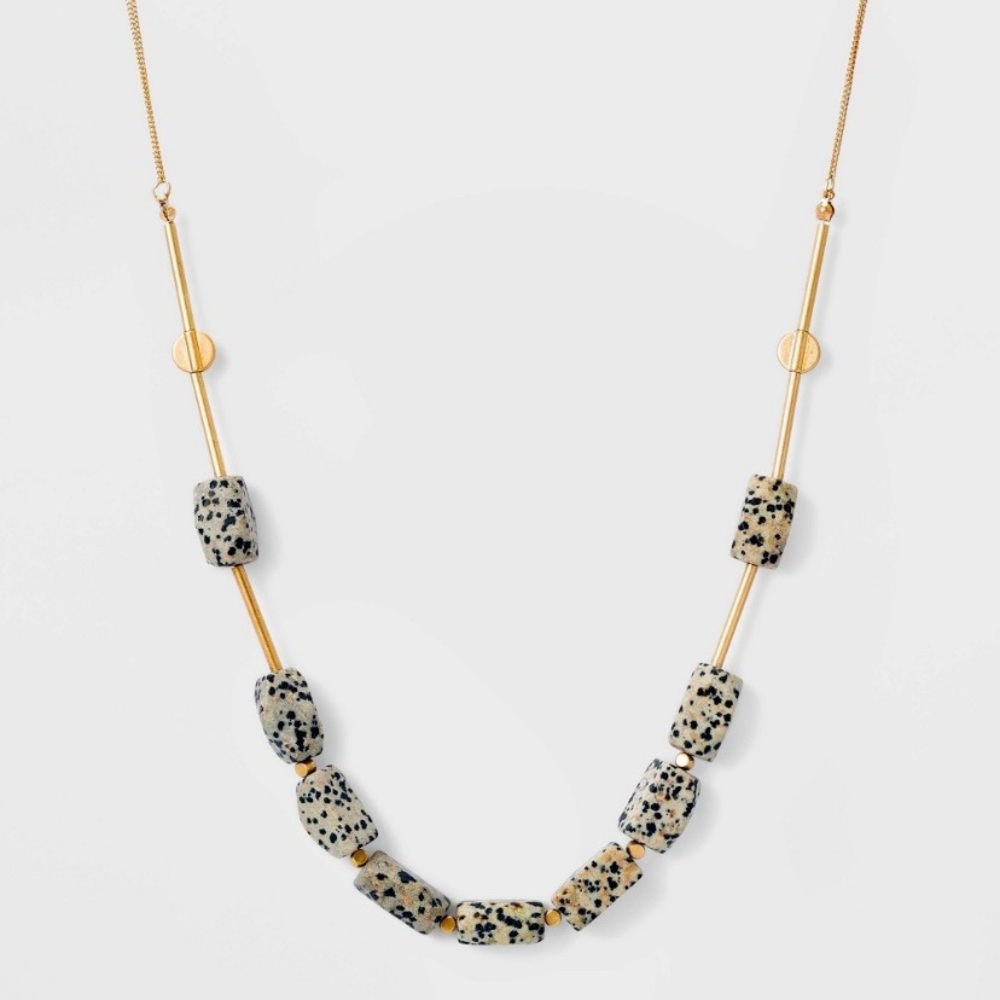 Semi precious gold and Dalmatian jasper necklace